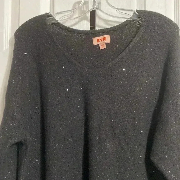 Evri black sparkle sequin sweater size OX - Picture 4 of 13
